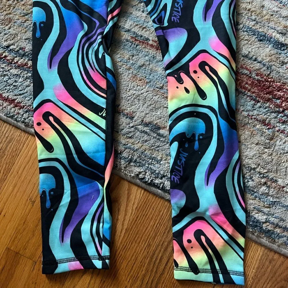 Justice multi color leggings with fleece inside